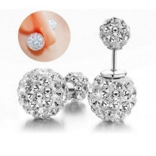 Vintage Fine Jewelry for Women Crystal Disco Ball Stud Earrings