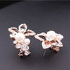 18K Rose Gold Plated Pearl Flower Grape Stud Earrings