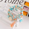 Multilayer Metal Bracelet Colorful Beads Coin Tassel Bracelets For Woman