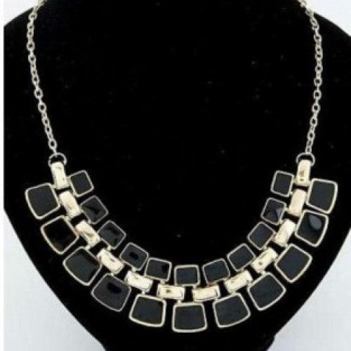 Long Plated Enamel Statement Bling & Fashion Necklace For Women Jewelry