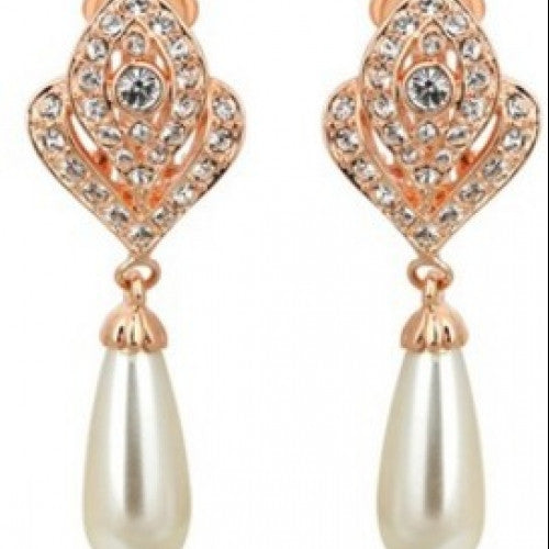 18K Rose Gold Plated Grace Pearl Earrings For Women