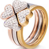 Heart Rings For Women Surgical Steel Nickle Crystal Clover Rings