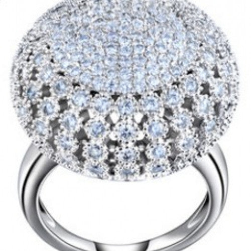 Full Paved Round Shaped Vintage Ring Platinum Plated