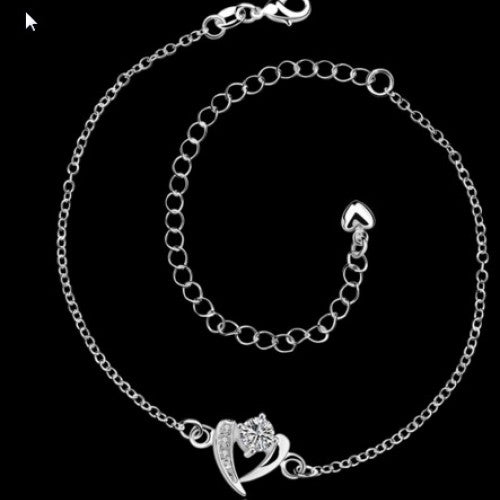 Tornozeleira Femininas Foot Chain 925 Silver Love Ankle Jewelry Bracelet