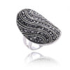 Black Rhinestone Ring For Women Antique Silver Plated Retro